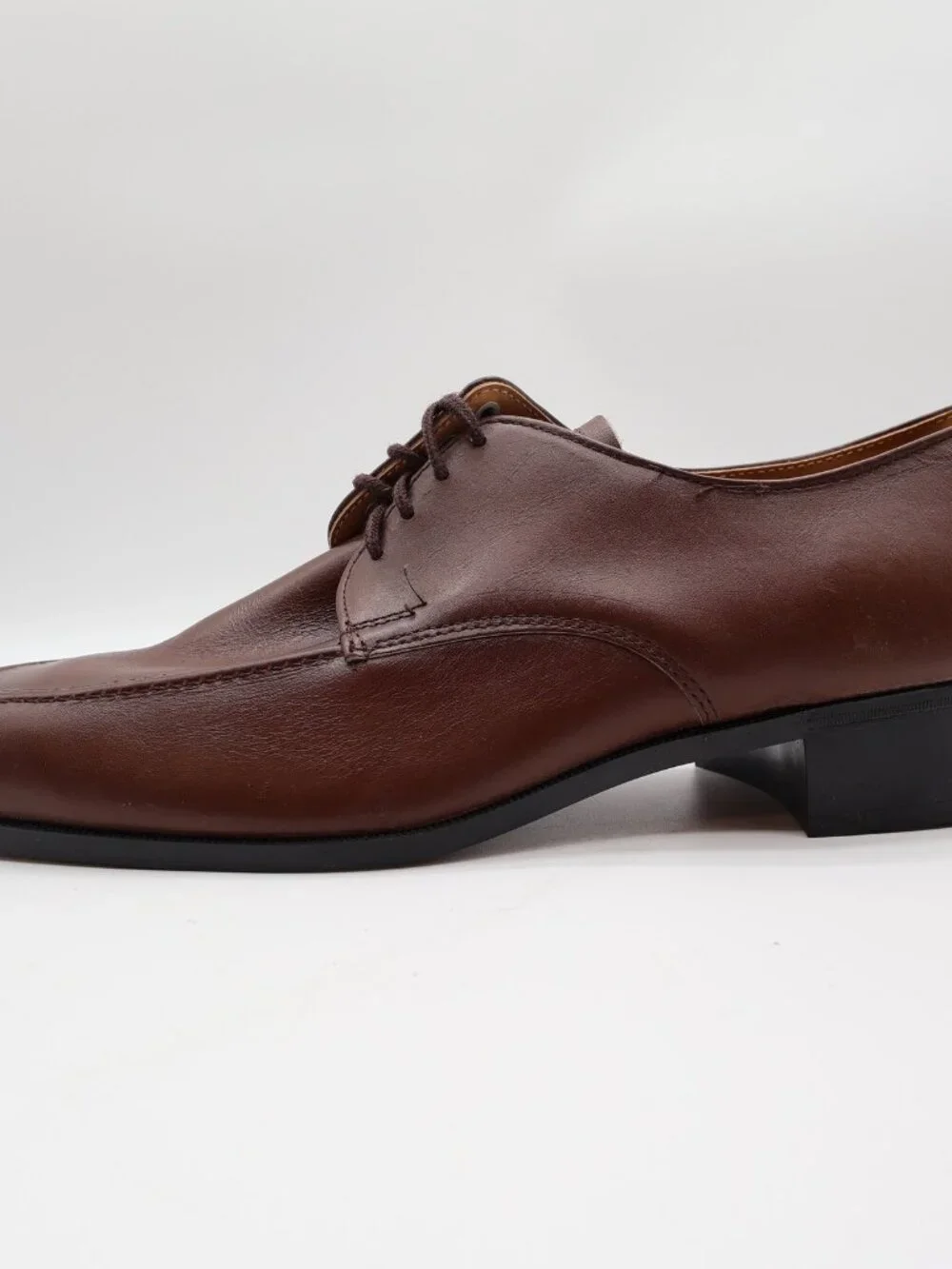 James Pepper Vintage 80s Derby Dress Shoes Mens 12 Brown Leather NOS